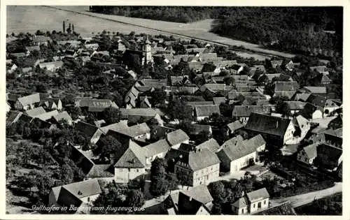 Ak Stollhofen Rheinmünster am Rhein, Luftaufnahme von  mehrere Häuser, Landschaft, Kirche