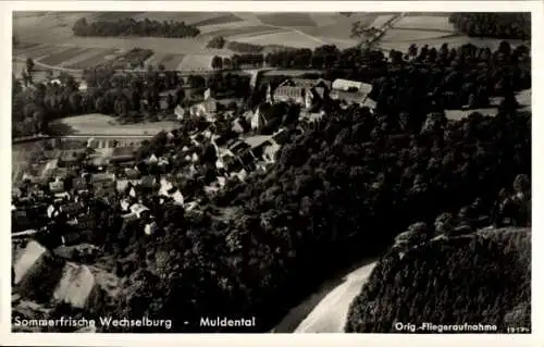 Ak Wechselburg in Sachsen, Luftaufnahme von  Muldental, Sommerfrische, Landschaft