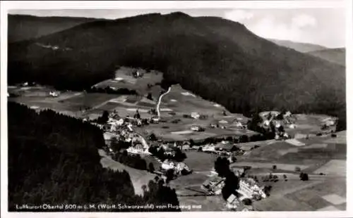Ak Obertal Baiersbronn im Schwarzwald, Luftkurort Obertal, Blick vom Flugzeug, Schwarzwald, 600 m