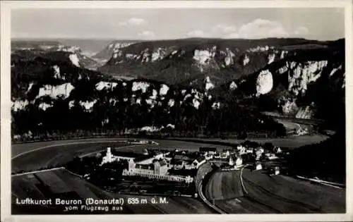 Ak Beuron an der Donau Württemberg, Luftaufnahme,  Donautal, 635 m ü. M., Flugzeugaufnahme