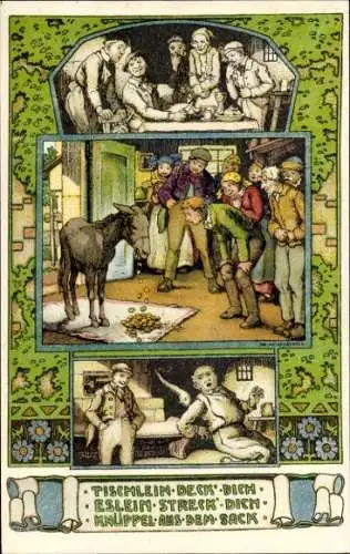 Litho Tischlein deck dich, Esel streck dich, Knüppel aus dem Sack, Märchen