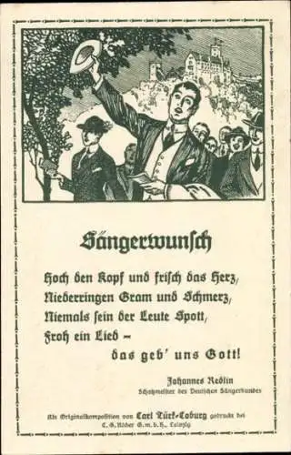 Ganzsachen Künstler Ak Sängerwunsch, 9. Sängerfest Hannover 1924, PP 81 C3 03