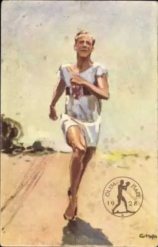 Künstler Ak Hofer, G., Olympia 1928, Läufer, Deutscher Reichsausschuss für Leibesübungen