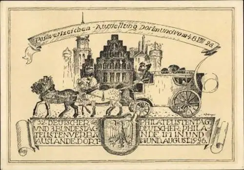 Ganzsachen Ak Dortmund im Ruhrgebiet, Postwertzeichenausstellung 1926