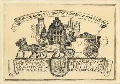 Ganzsachen Ak Dortmund im Ruhrgebiet, Postwertzeichenausstellung 1926