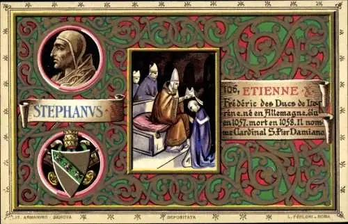 Litho Papst Etienne X, Portrait, Wappen