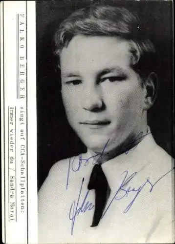 Ak Sänger Falko Berger, Portrait, Autogramm