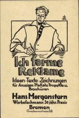 Ak Hansestadt Bremen, Hans Morgenstern, Werbefachmann, Reklame