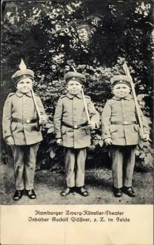 Ak Hamburger Zwerg-Künstler-Theater, Inhaber Rudolf Gläßner, z. Z. im Felde