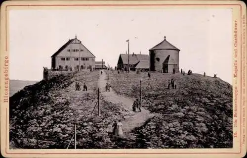 Kabinett Foto Malá Úpa Kleinaupa Riesengebirge Region Königgrätz, Schneekoppe, Kapelle, Gasthäuser