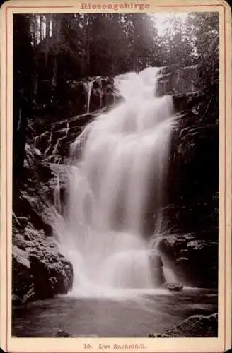 Kabinett Foto Szklarska Poręba Schreiberhau Riesengebirge Schlesien, Zackelklamm, Zackelfall