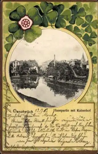 Präge Passepartout Ak Osnabrück in Niedersachsen, Hase, Kaiserhof, Glücksklee