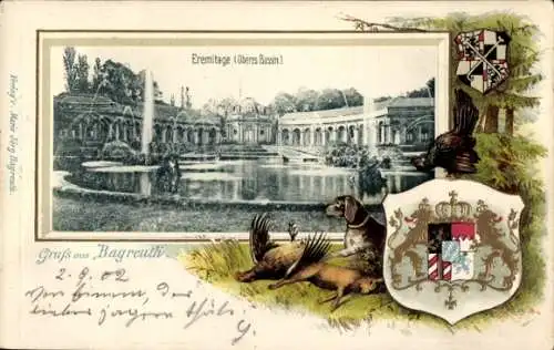 Präge Passepartout Wappen Ak Bayreuth in Oberfranken, Eremitage