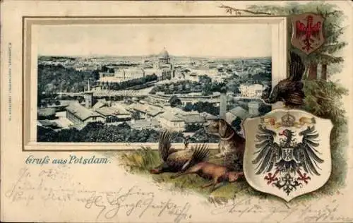 Präge Passepartout Wappen Ak Potsdam, Gesamtansicht