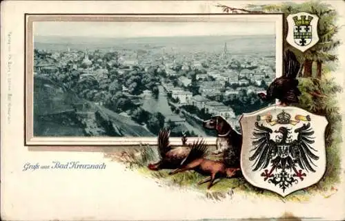 Passepartout Wappen Ak Bad Kreuznach an der Nahe, Gesamtansicht