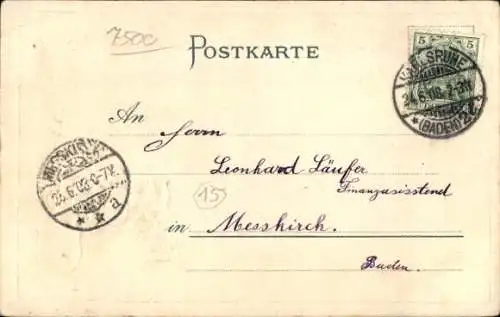 Präge Passepartout Wappen Ak Karlsruhe in Baden, Neues Postgebäude