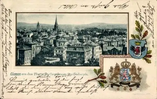 Präge Passepartout Wappen Studentika Ak Giessen Gießen an der Lahn Hessen, Corps Starkenburgia