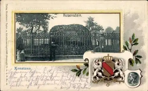Präge Passepartout Wappen Ak Konstanz am Bodensee, Husenstein