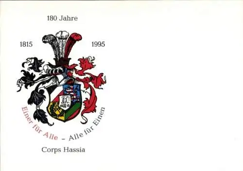 Studentika Ak Mainz, Corps Hassia-Gießen, 180 Jahre 1815-1995, Drususwall 76, Wappen