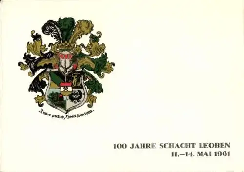 Studentika Ak Leoben Steiermark, 100 Jahre Schacht 1961, Wappen einer Studentenverbindung