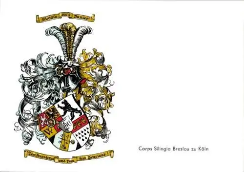 Studentika Ak Köln am Rhein, Corps Silingia Breslau, Wappen einer Studentenverbindung