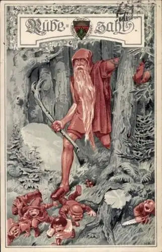 Künstler Ak Rübezahl im Wald, Holzfäller, Deutscher Schulverein 61