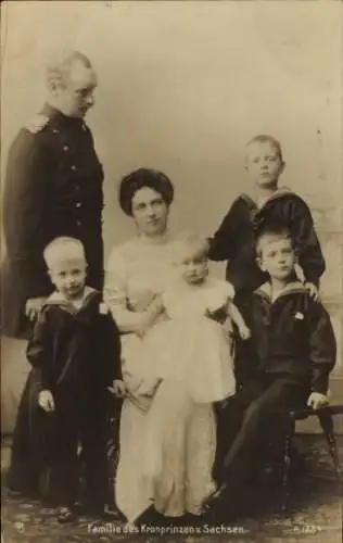 Ak Kronprinz von Sachsen, Friedrich August III., Prinzessin Luise von Österreich Toskana, Prinzen