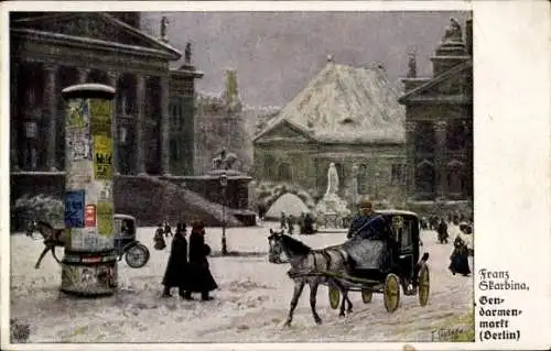 Künstler Ak Skarbina, Franz, Berlin Mitte, Gendarmenmarkt, Kutsche, Winter