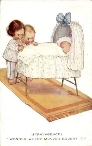 Ak Kinder, Schlafendes Baby, Kinderbett