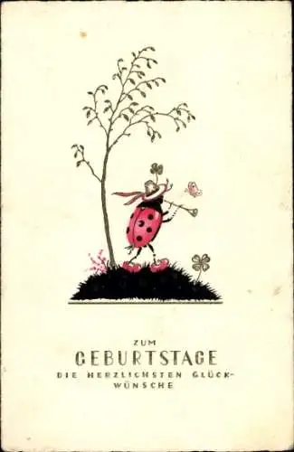 Ak Glückwunsch Geburtstag, Marienkäfer