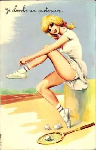 Künstler Ak Tennisspielerin, Erotik
