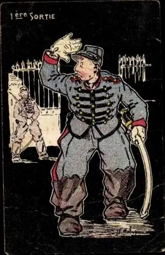 Künstler Ak 1ere Sortie, Soldat, I WK
