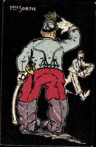 Künstler Ak 1ere Sortie, Soldat, I WK