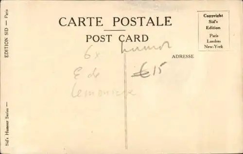 Künstler Ak Mann schreibt eine Liste, Mann mit Regenschirm, Humor