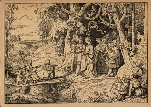 Künstler Ak Richter, Ludwig, Brautzug