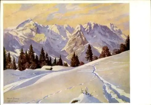 Künstler Ak Saum, H., Werdenfelser Land im Winter