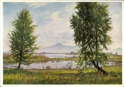 Künstler Ak Sieck, Rudolf, Bucht am See