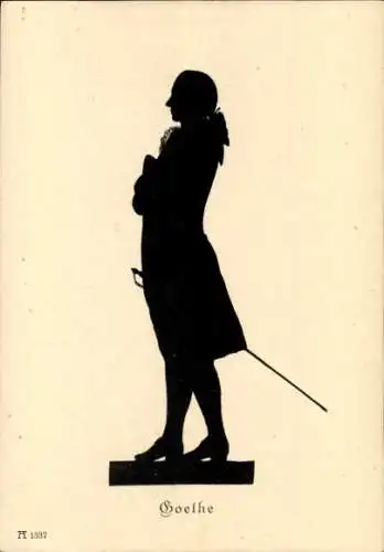 Scherenschnitt Ak Goethe, Portrait, Seitenansicht