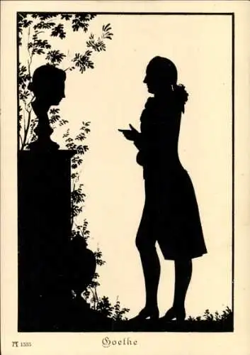 Scherenschnitt Ak Goethe, Büste, Schloss Tiefurt