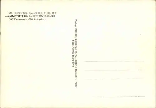 Ak MS Prinsesse Ragnhild, Jahre Line