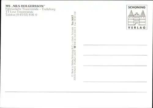 Ak Fährschiff, MS Nils Holgersson, TT-Line