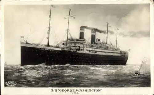 Ak Dampfer S.S. George Washington, United States Lines, USL