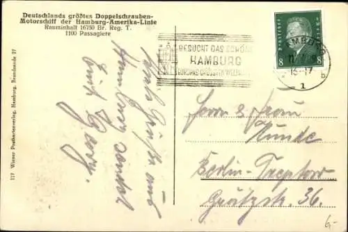 Ak Motorschiff Sankt Louis, HAPAG