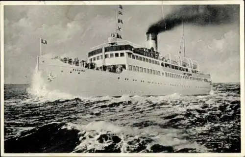 Ak Schiff S.S. Rugard in stürmischer See