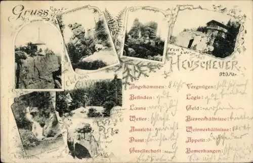 Ak Karłów Karlsberg Schlesien, Szczeliniec Wielki, Heuscheuer, Felsen, Schutzhaus