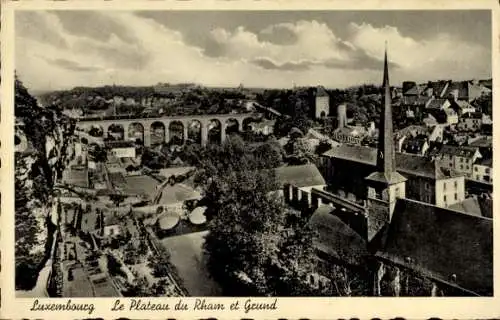 Ak Luxemburg Luxembourg, Panorama von  Viadukt, Kirche, Stadtansicht