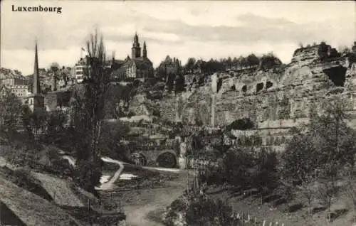 Ak Luxembourg Luxemburg, Gesamtansicht, Ruine