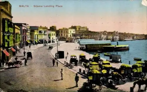 Ak Sliema Malta, Landungsplatz, Promenade