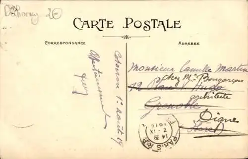 Ak Dahomey Benin, Waldszene, zwei Menschen, Natur, mystische Atmosphäre