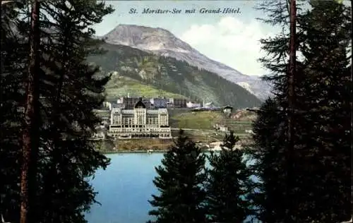 Ak Sankt Moritz Kanton Graubünden, Sankt Moritzer-See, Grandhotel